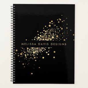 Agenda Faux Dourado Confetti sobre o Livro de Nomeações P
