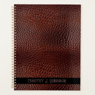 Agenda Faux Leather Brown Personalizada Emboscada