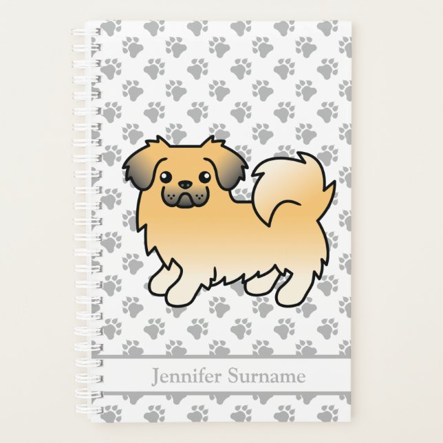 Agenda Fawn Sable Tibetan Spaniel Cute Cartoon Dog & Text (Frente)
