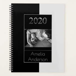Agenda Feliz ano novo 2020 Cinzas pretas e prateadas