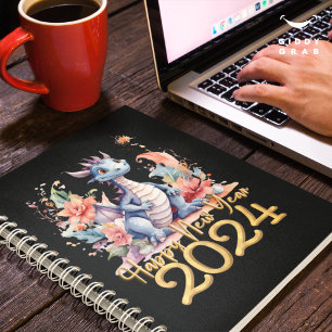 Agenda Feliz ano novo 2024 Cor do Dragão Chinês