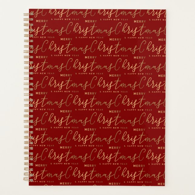 Agenda Feliz ano novo de Natal Feliz e Dourado Script (Frente)