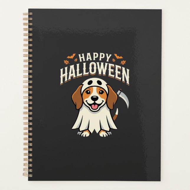 Agenda Feliz Dia das Bruxas Design de Cachorro Beagle_1 (Frente)