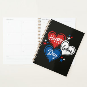 Agenda Feliz Dia do Trabalho Corações Patrióticos Vermelh