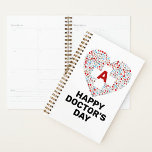 Agenda Feliz dia dos médicos com monograma médico card