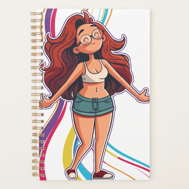 Agenda Feliz garota tranquila tranquila vibrante e legal (Frente)