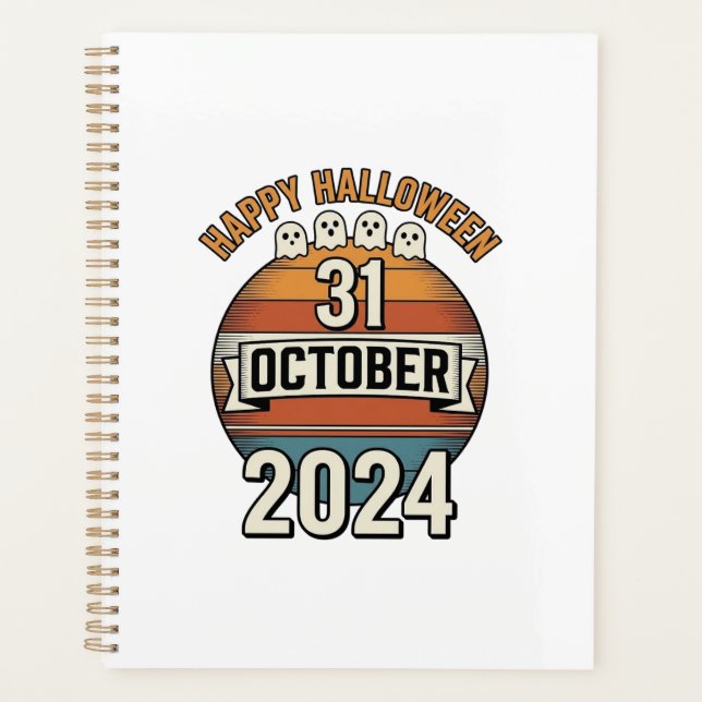 Agenda Feliz Halloween 31 Outubro Design de Fantasma Vint (Frente)
