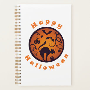 Agenda Feliz lanterna do Halloween aranhas e morcegos neg