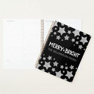Agenda Feliz Sparkle Star brilhante preto de Natal