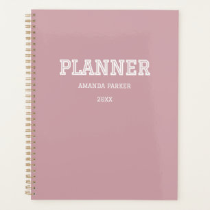 Agenda Feminino Moderno Preppy Personalizado Rosa Bege