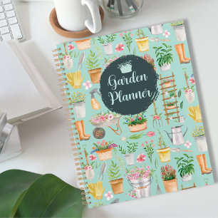 Agenda Ferramentas de Jardinagem Floral Aquarela Jardim