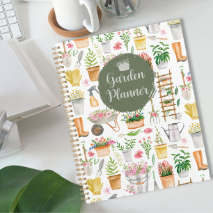 Agenda Ferramentas de Jardinagem Floral Aquarela Jardim