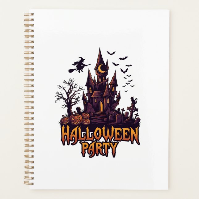 Agenda Festa de Halloween Castelo Assombrado Abóboras Mor (Frente)