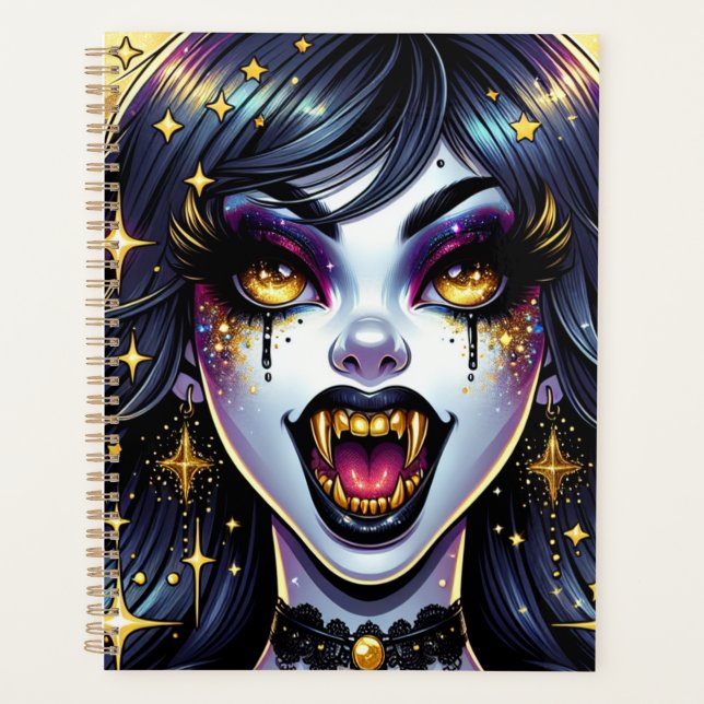 Agenda Festa de Halloween do Vampiro do Estilo de Livro (Frente)