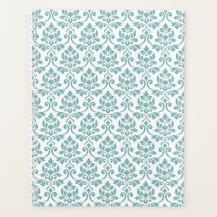 Agenda Feuille Damask Teal Pattern