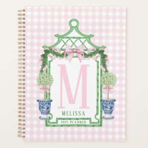 Agenda Fia de pré-disquete com Arco Gingham rosa