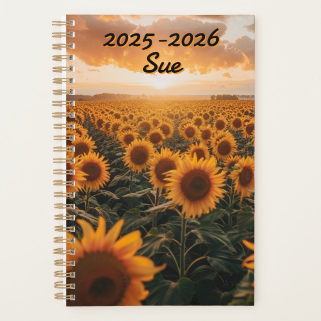 Agenda  Field Sunflowers Sun Setting View  (Frente)