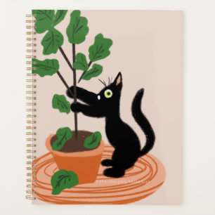 Agenda Figueira de Gato Engraçado Vasos de Plantas Desenh