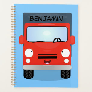 Agenda Figura de desenho animado de caminhão vermelho-bra