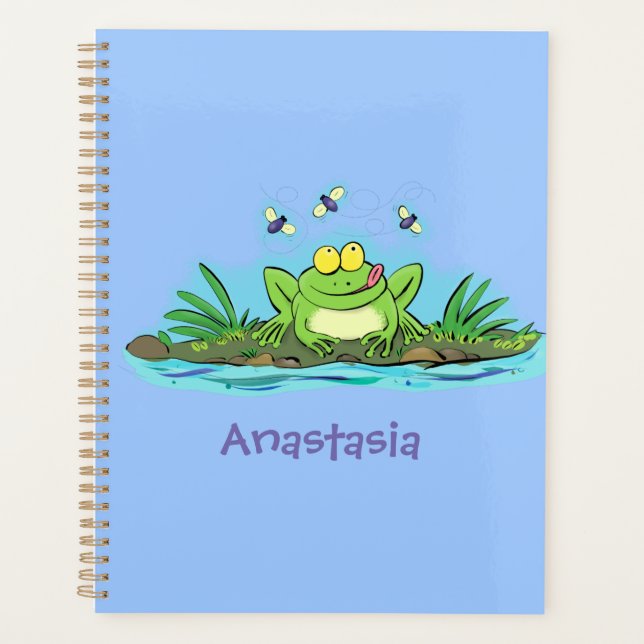 Agenda Figura de desenho animado de sapo verde-esfomeado (Frente)