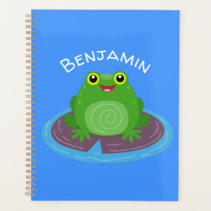 Agenda Figura de desenho animado do sapo verde-bonito