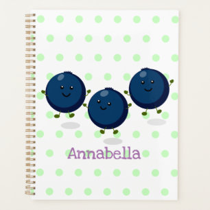 Agenda Figura de desenho animado roxo de mirtilos felizes