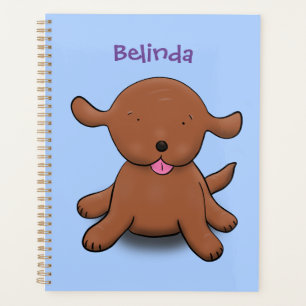 Agenda Figura de desenho azul de cachorro feliz e bonito