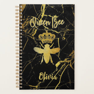 Agenda FILA Personalizada ABELHA Dourada Mármore Preto D