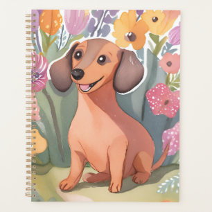 Agenda Filhote de Dachshund   Cachorro de Aquarela Animal
