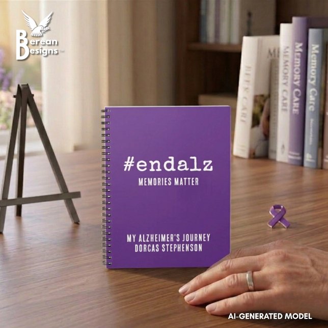 Agenda Fim da Alz Personalizado Conscientização sobre Alz (Personalized #EndAlz Alzheimer's Awareness journal notebook with customizable text.)