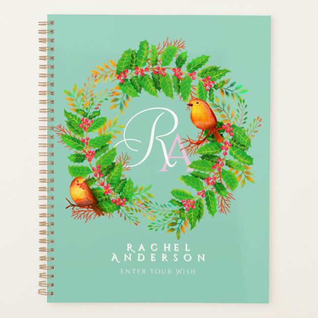 Agenda Fio Natal Monograma Leve Teto (Frente)