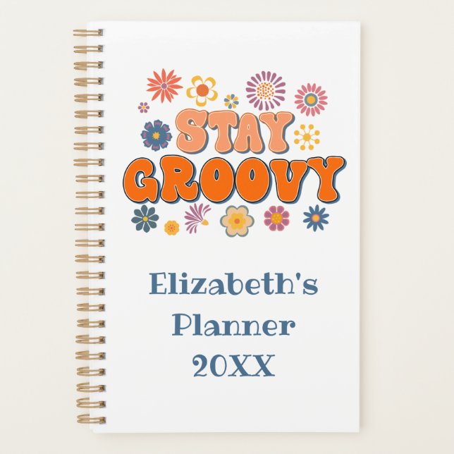 Agenda Fique Groovy Flor Poder Retro Anual (Frente)