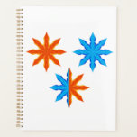Agenda Fire and Ice Eight Point Stars<br><div class="desc">Organize your days with this fire and ice eight point star spiral planner. The cover features a brilliant symmetrical graphic of orange flames and blue water petals that provides daily inspiration. This modern geometric notebook is perfect for students, professionals, or anyone who loves abstract celestial art. The high contrast elemental...</div>
