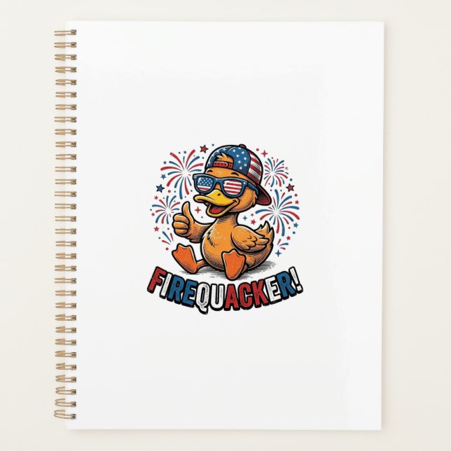 Agenda Firequacker Pato Patriótico Camisa Vintage Design_ (Frente)