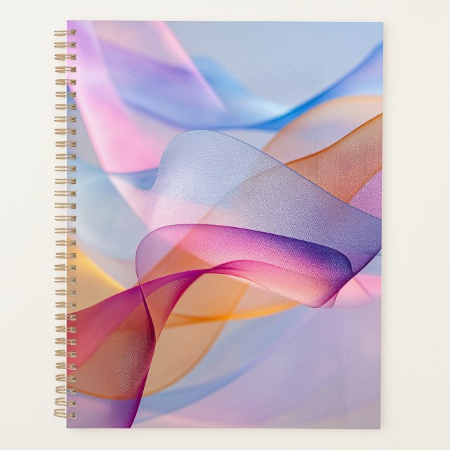 Agenda Fitas Coloridas Fluindo Abstratas (Frente)