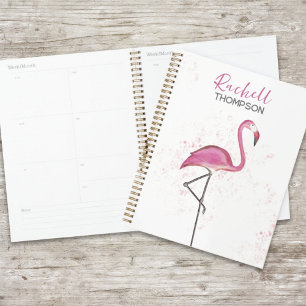 Agenda Flamingo, Cor Simples, Rosa-Na moda, Rosa