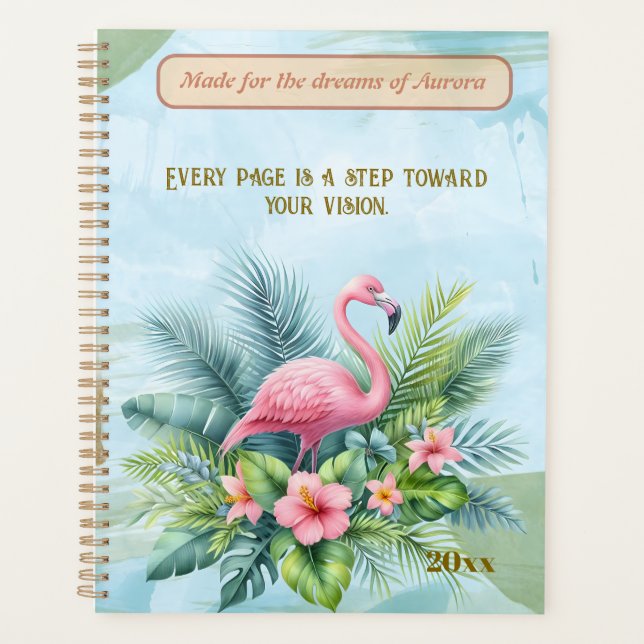 Agenda Flamingo Planner com cotação personalizada e perso (Frente)