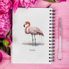 Agenda Flamingo Radiance: Watercolor Art, personalizado