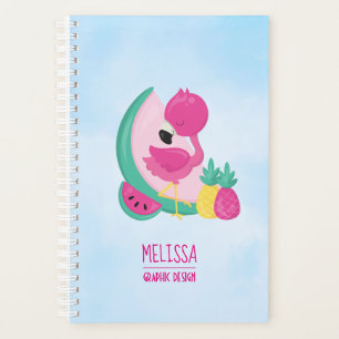 Agenda Flamingo rosa com melancia e abacaxi