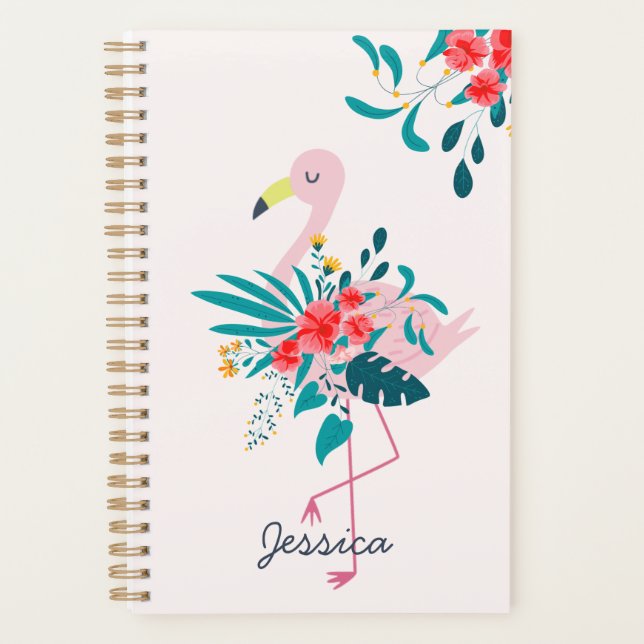 Agenda Flamingo Tropical Bastante Personalizado (Frente)