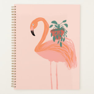Agenda Flamingo Tropical com Planta em Vaso Desenhado à M