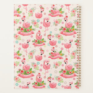 Agenda flamingos e flores tropicais