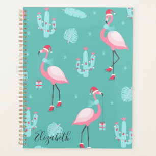 Agenda Flamingos Santa Hat Presents Flocos de Neve