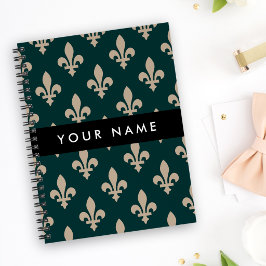 Agenda Fleur de Lis, Bege sobre Verde, Real, Seu Nome