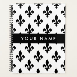 Agenda Fleur de Lis, Black on White, Black, Your Name