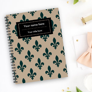 Agenda Fleur de Lis Pattern, Francês, Real, Verde