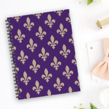 Fleur de Lis Pattern, Royal French Cream on Purple
