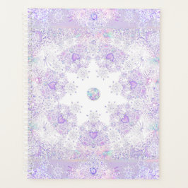 Agenda floco de neve roxo leve e coração brilhando