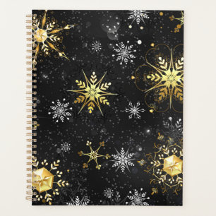 Agenda Flocos de neve do Ouro Xmas em preto