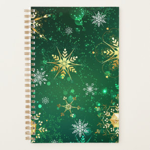 Agenda Flocos de neve do Ouro Xmas em segundo plano